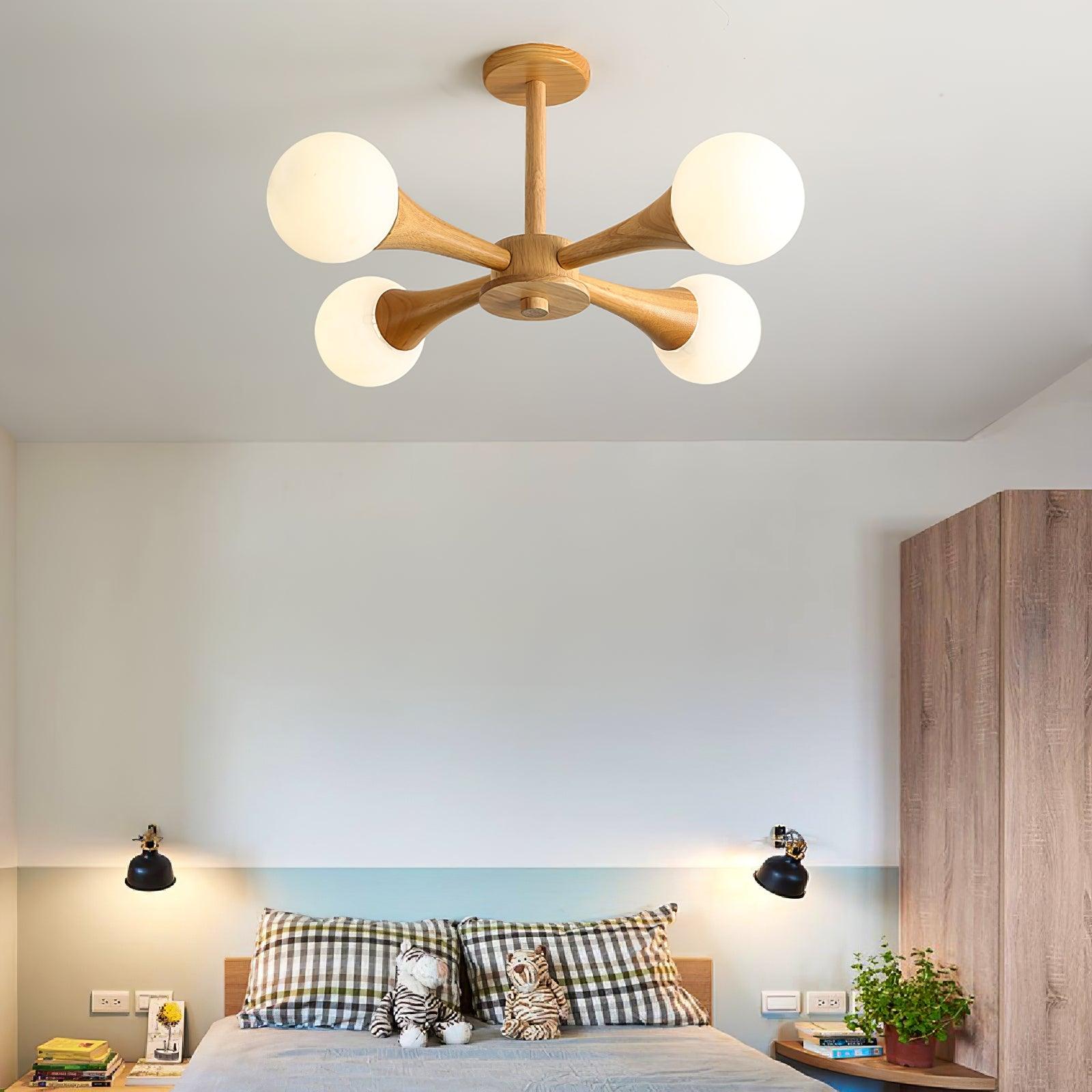 Luminous Haven – Elegant Wooden Ceiling Light Pendant Lamp for Living Room and Bedroom Illumination