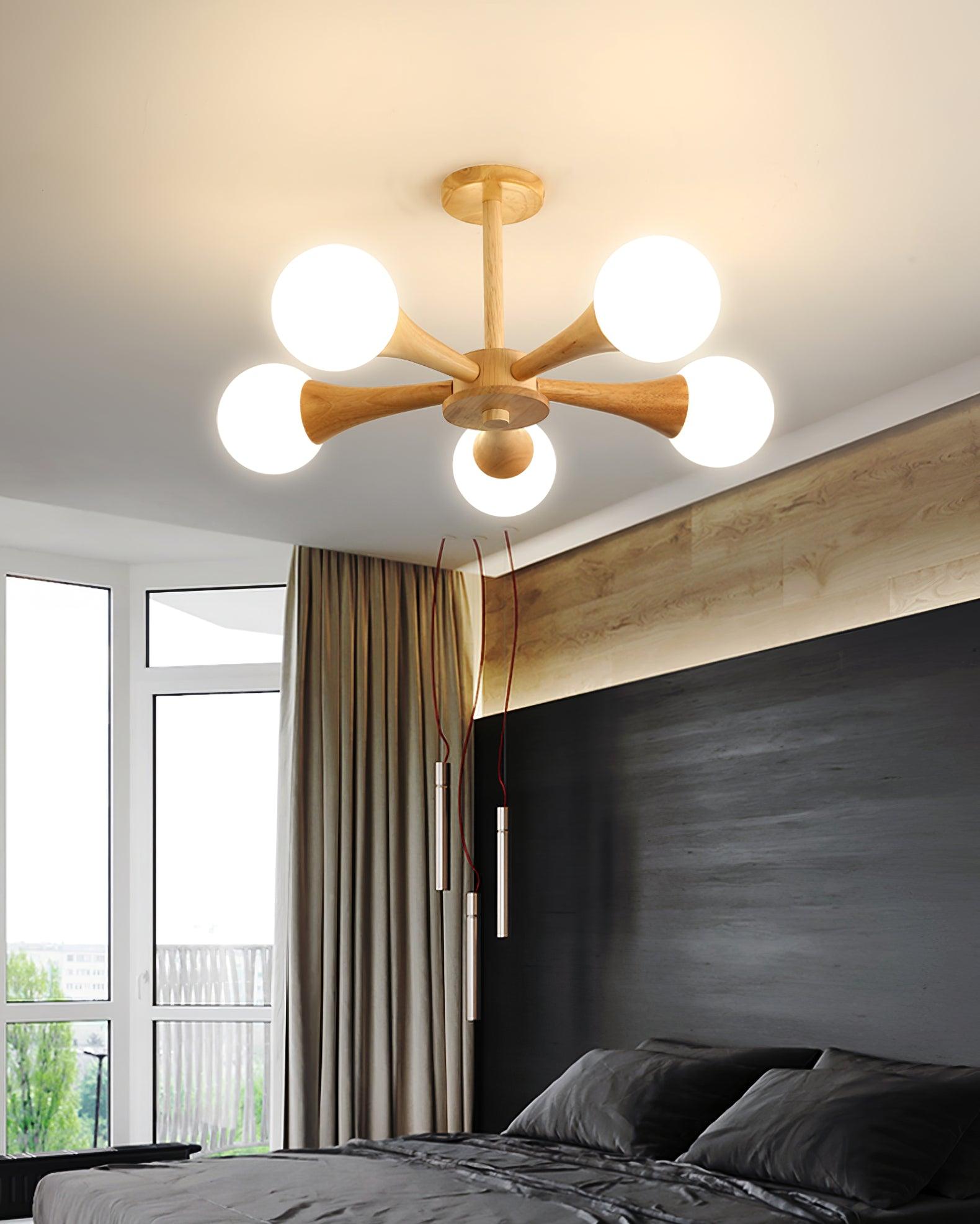 Luminous Haven – Elegant Wooden Ceiling Light Pendant Lamp for Living Room and Bedroom Illumination