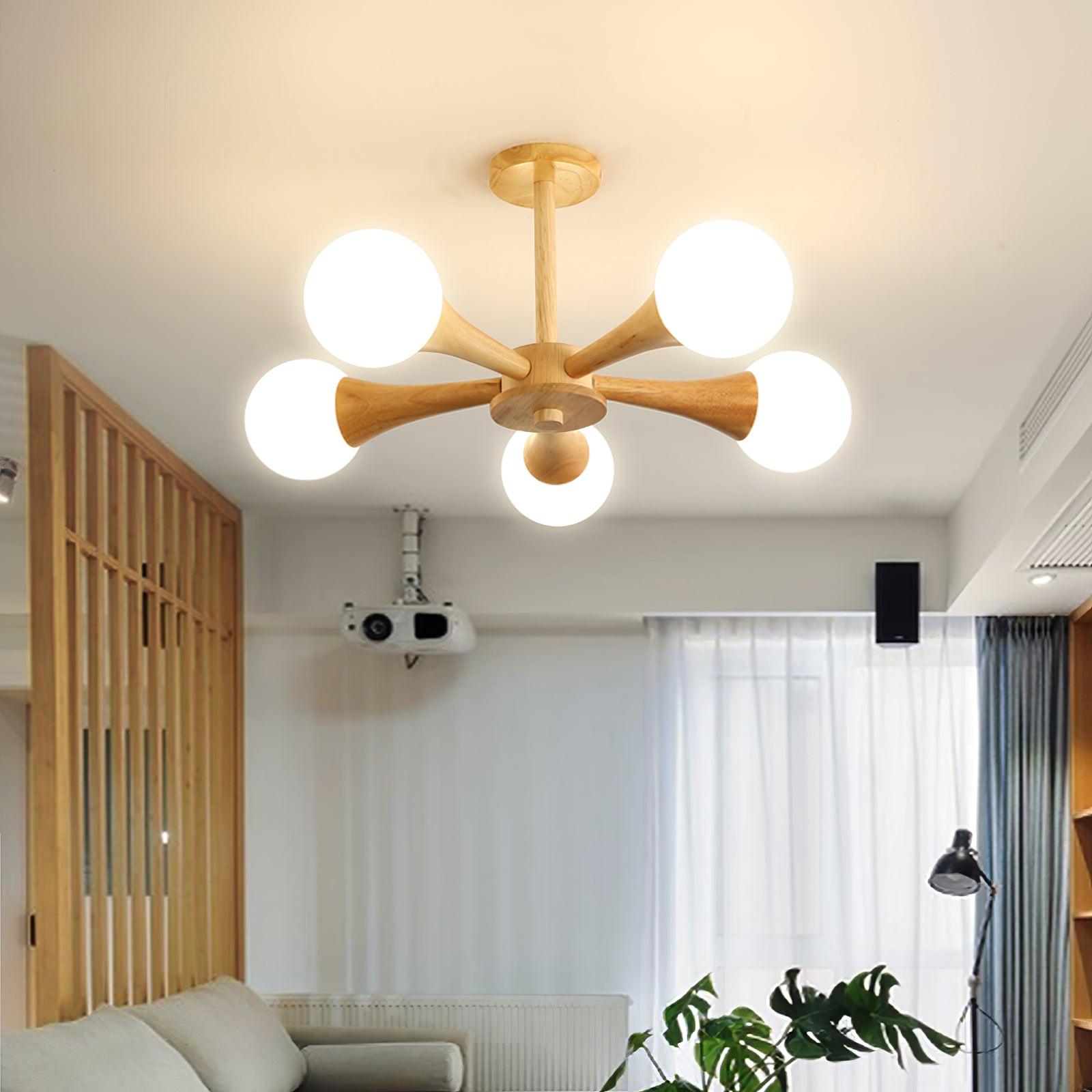 Luminous Haven – Elegant Wooden Ceiling Light Pendant Lamp for Living Room and Bedroom Illumination