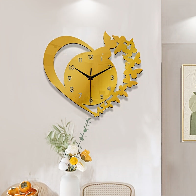 LoveTime - Silent Heart-Shaped Acrylic Wall Clock