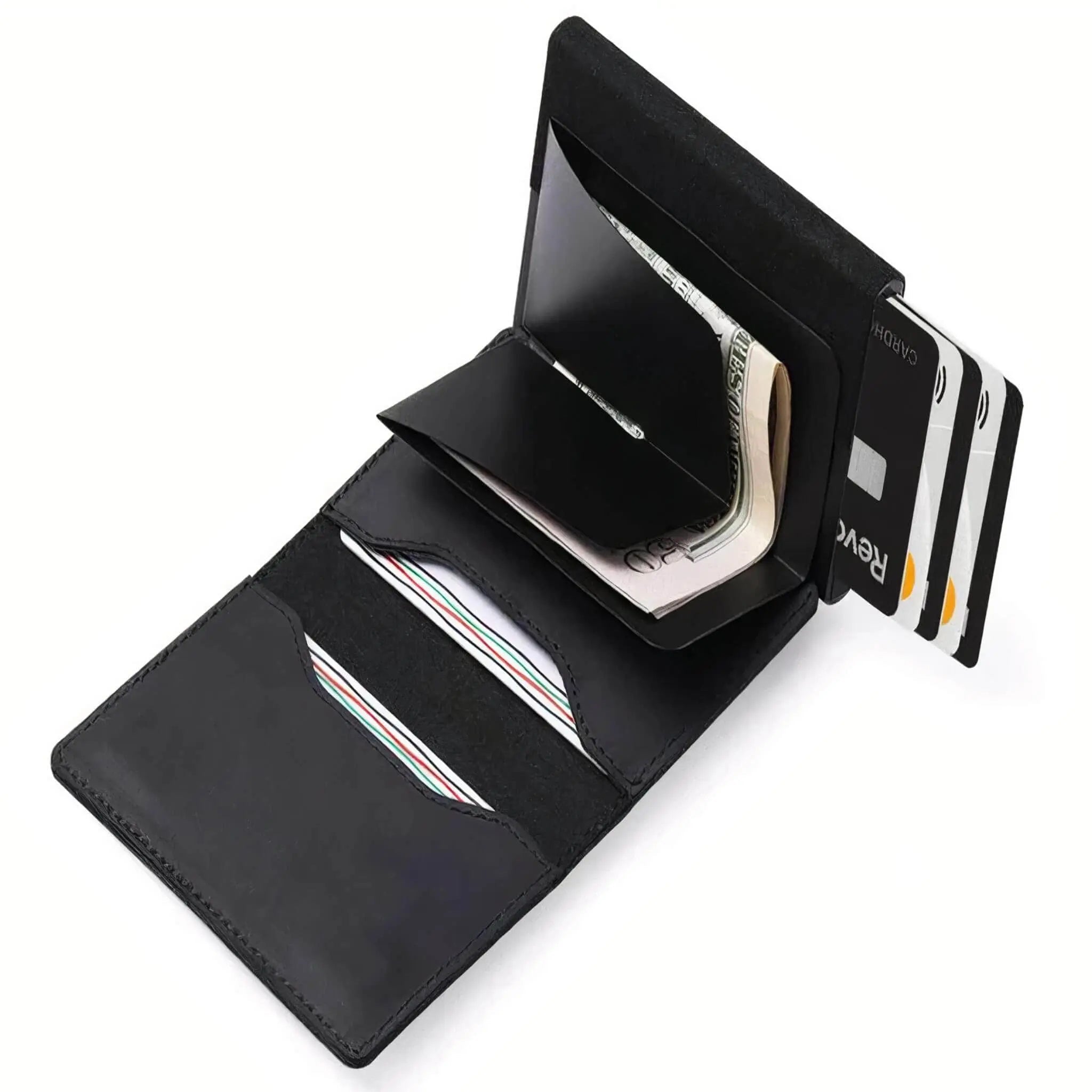 Leather Wallet with AirTag and RFID Blocker