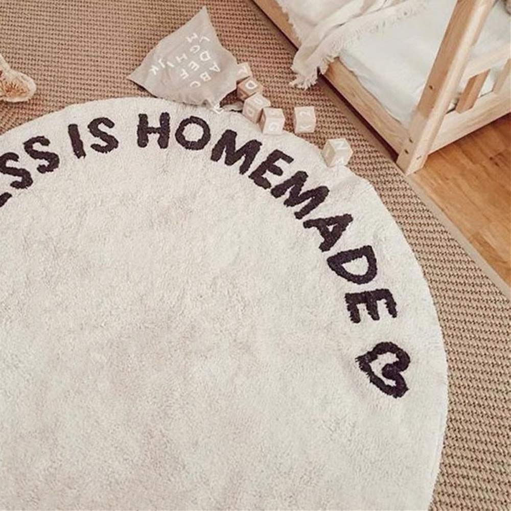 CozyNest White Round Rug – Elegant Addition for Children's Room & Living Room, Perfect for Contemporary Decor