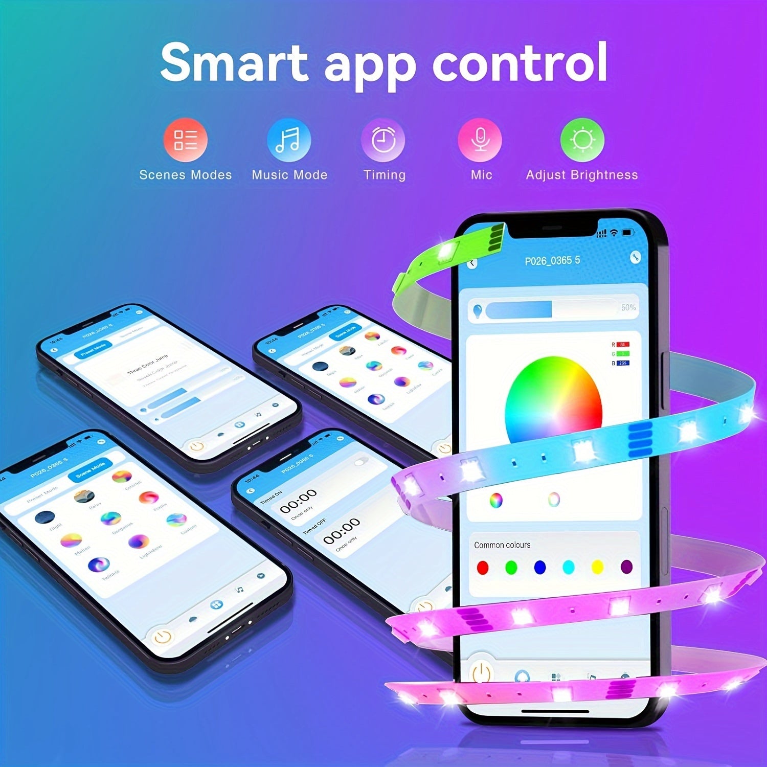 LED-strips med farveskift og app-styring