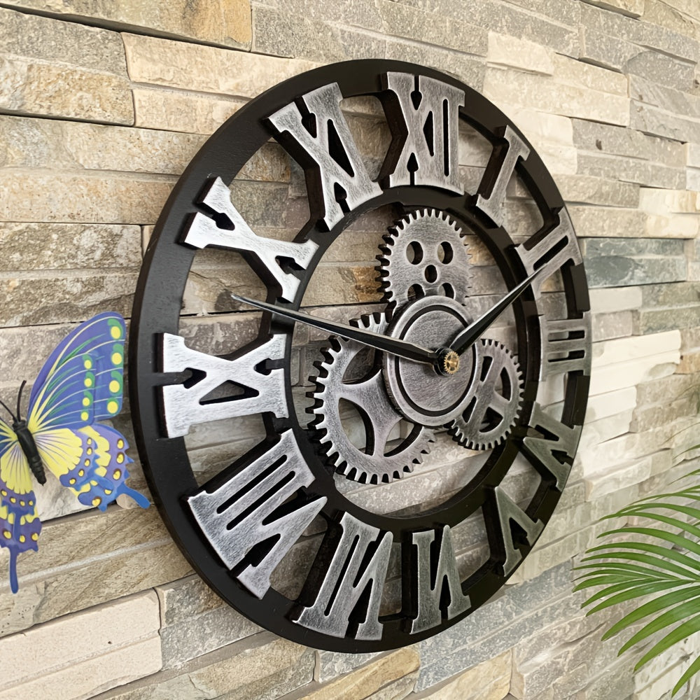 RomanGear - Oversized Silver Roman Numeral Wall Clock with Silent Mechanism