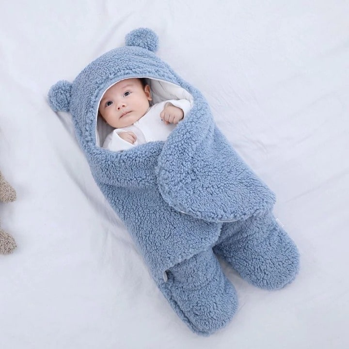 Baby tæppe fleece wrap med hætte design