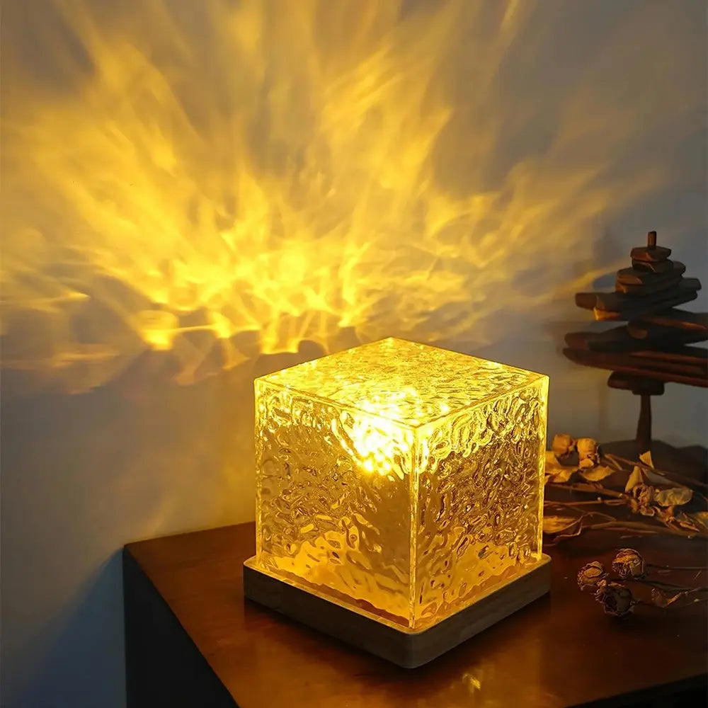 Bordlampe Glas Terning Stemningslys