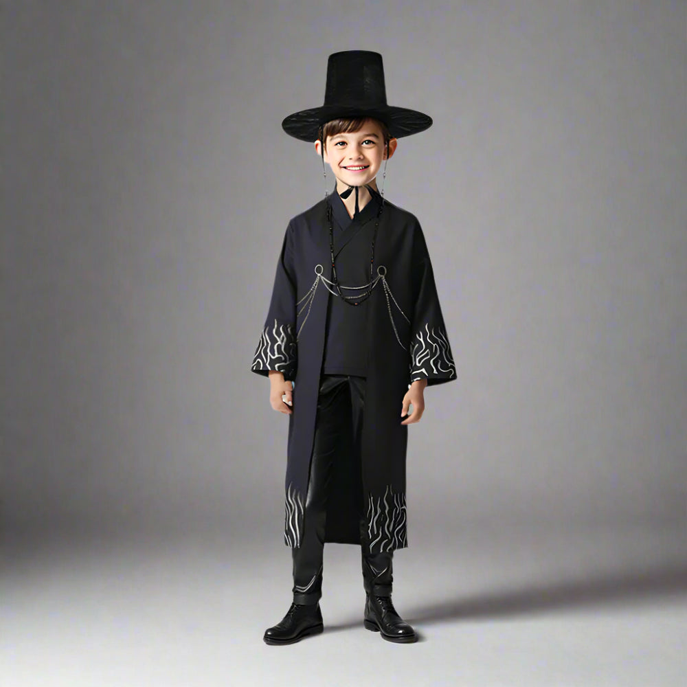 Boys “Your Idol” Performance Costume Full Set Black Halloween Cosplay Costume - Image 1