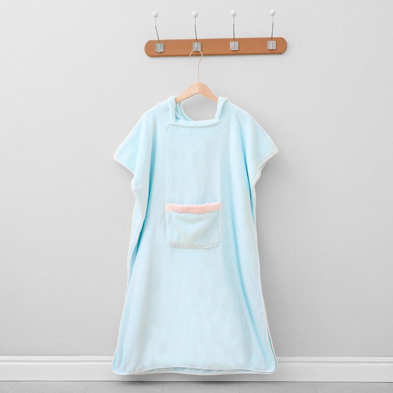 Hættehåndklæde Poncho Blød Mikrofiber Badekåbe