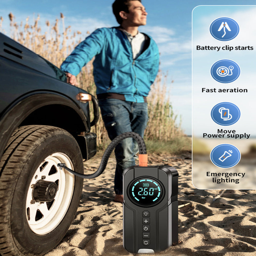 Kompakt bil luftpumpe jumpstarter LED-lys