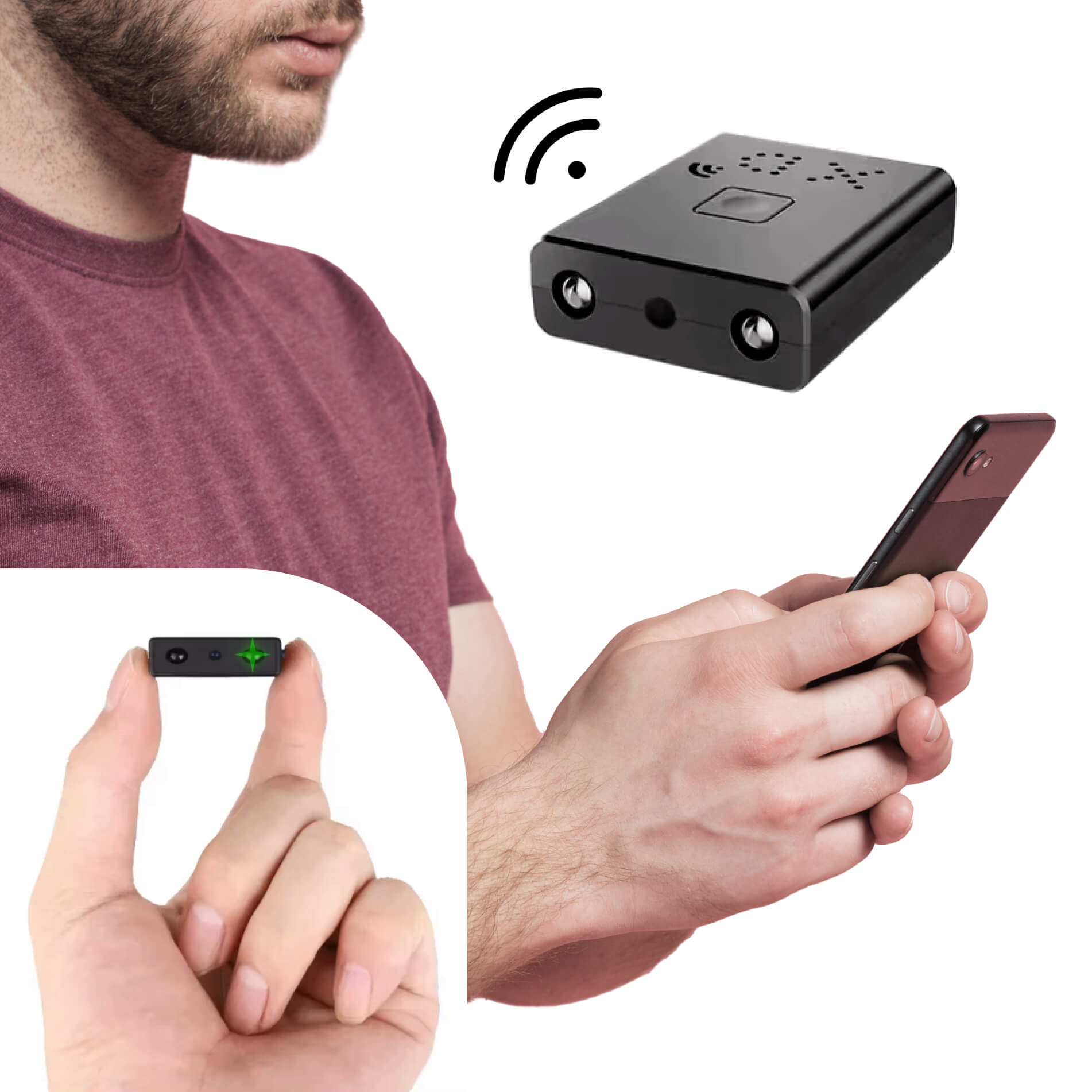 Mini bezpečnostní kamera noční vidění WiFi HD