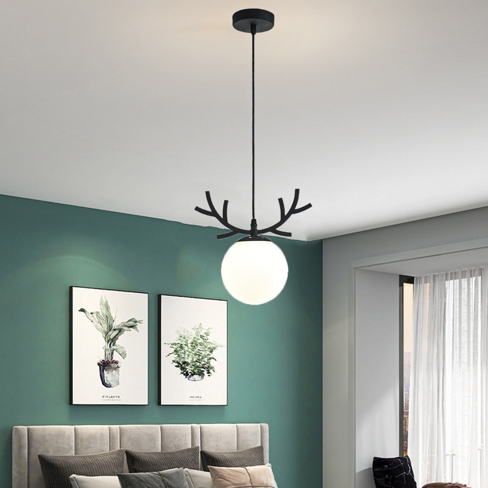 AntlerGlow Modern Pendant Light – Elegant Glass Chandelier for Dining Room or Living Room, LED Ready