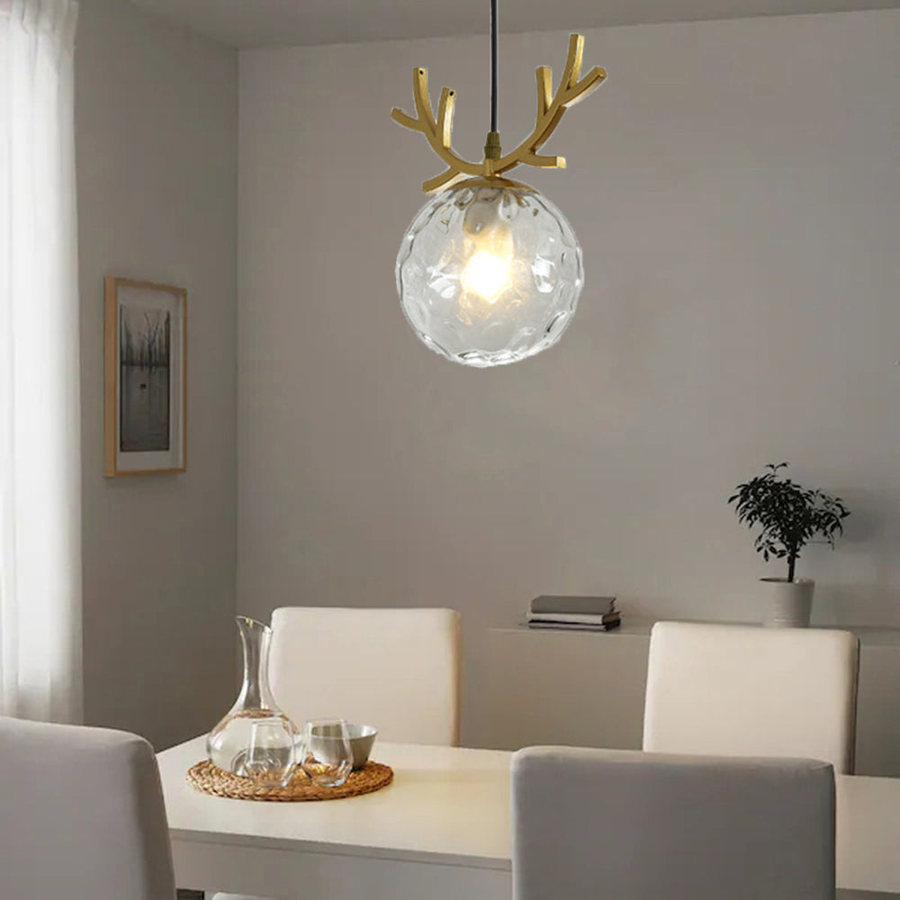 AntlerGlow Modern Pendant Light – Elegant Glass Chandelier for Dining Room or Living Room, LED Ready