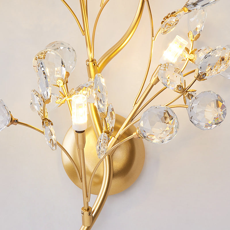 Luminous Blossom: Modern Floral Crystal Wall Light – Elegant Illumination for Stylish Living Spaces