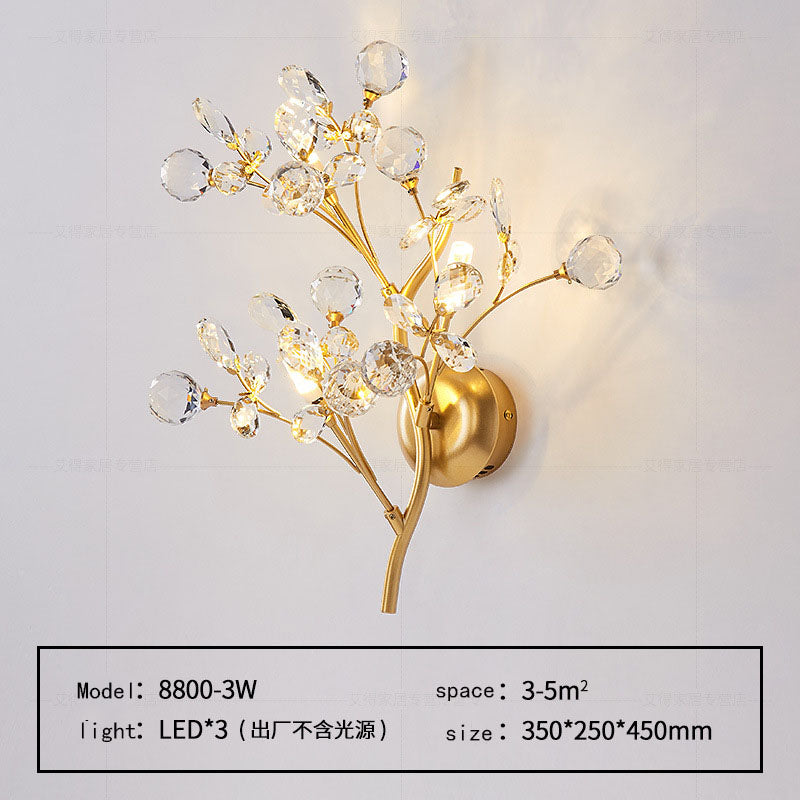 Luminous Blossom: Modern Floral Crystal Wall Light – Elegant Illumination for Stylish Living Spaces