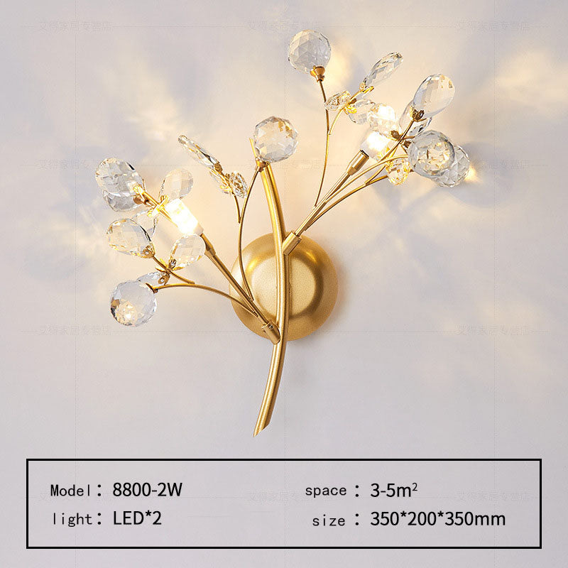 Luminous Blossom: Modern Floral Crystal Wall Light – Elegant Illumination for Stylish Living Spaces