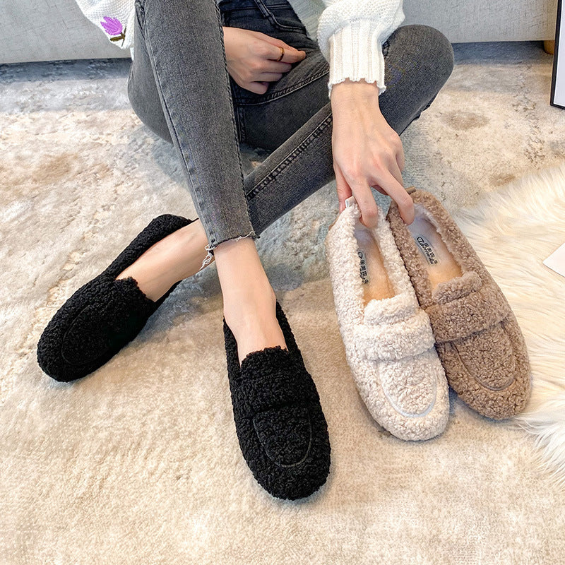 Zapatillas forradas de vellón para comodidad cálida en interiores