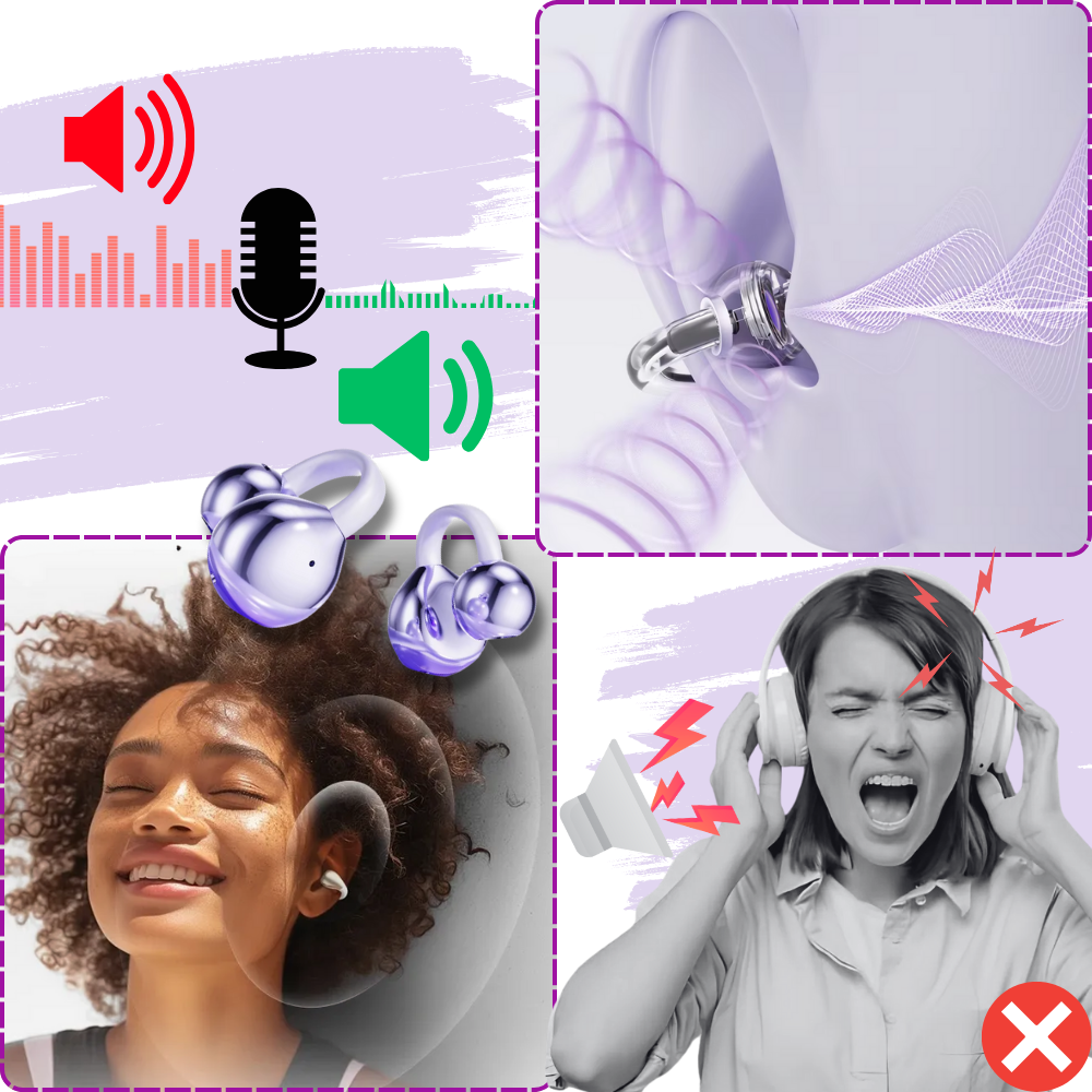 Bezdrátová otevřená sluchátka na uši s Bluetooth klipem