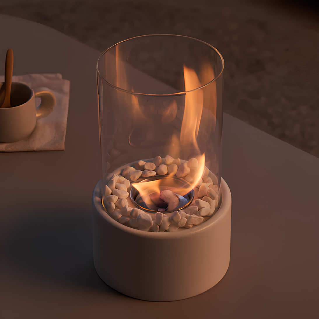 Bordlampe Glas Olie Flamme Brænder