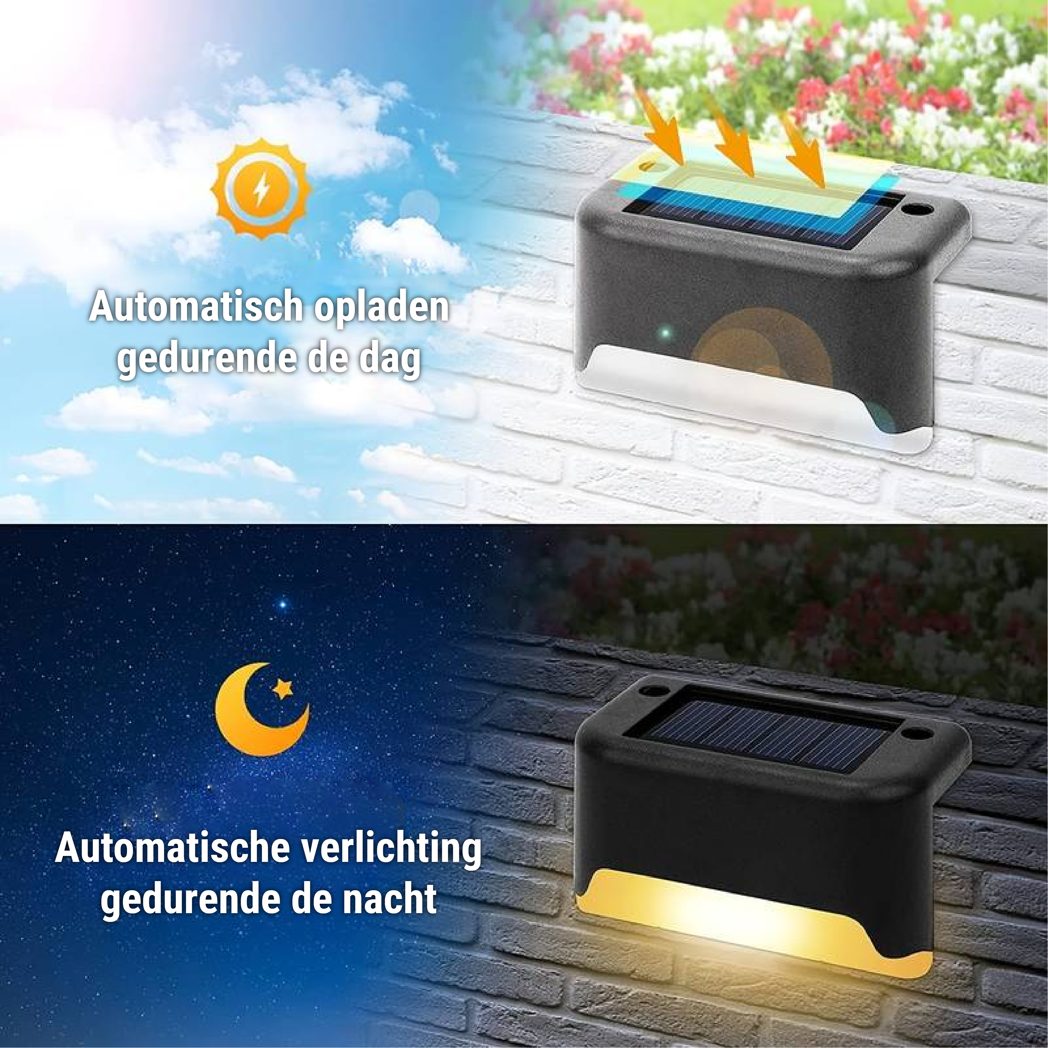 Udendørs solcelle hegnslys LED vægmonteret