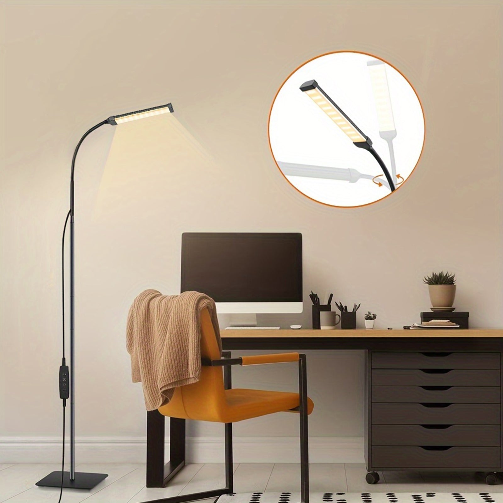 FlexiLume - Adjustable LED Floor Lamp with Dimmable Gooseneck for Reading & Decor