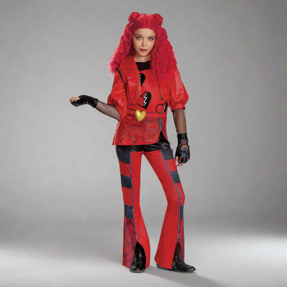 Girls Princess Red Costume Tops and Pants Suit Halloween Cosplay Outfit - Image 1