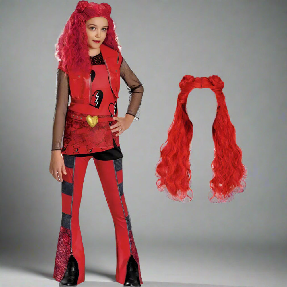 Girls Princess Red Costume Tops and Pants Suit Halloween Cosplay Outfit - Image 2