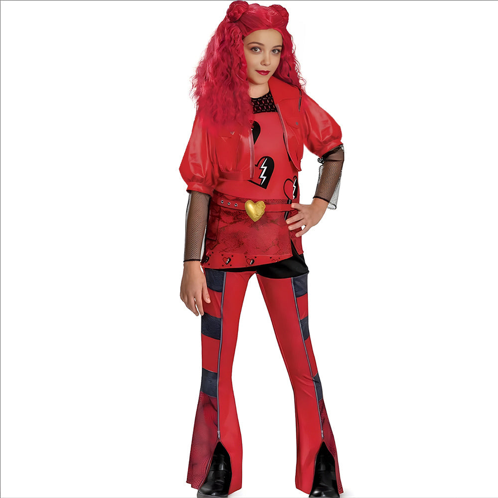 Girls Princess Red Costume Tops and Pants Suit Halloween Cosplay Outfit - Image 3