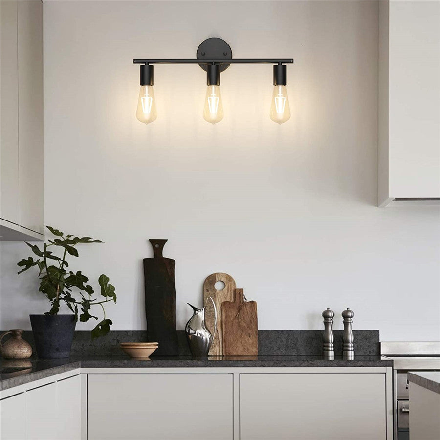 Luminous Trifecta: Modern 3-Arm Industrial-Style LED Wall Light for Kitchen & Living Room