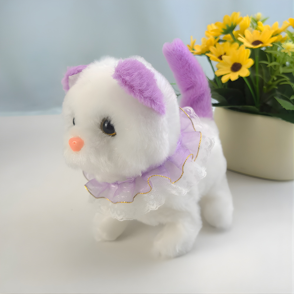 Realistická robotická hračka kočka měkká srst interaktivní elektronický mazlíček