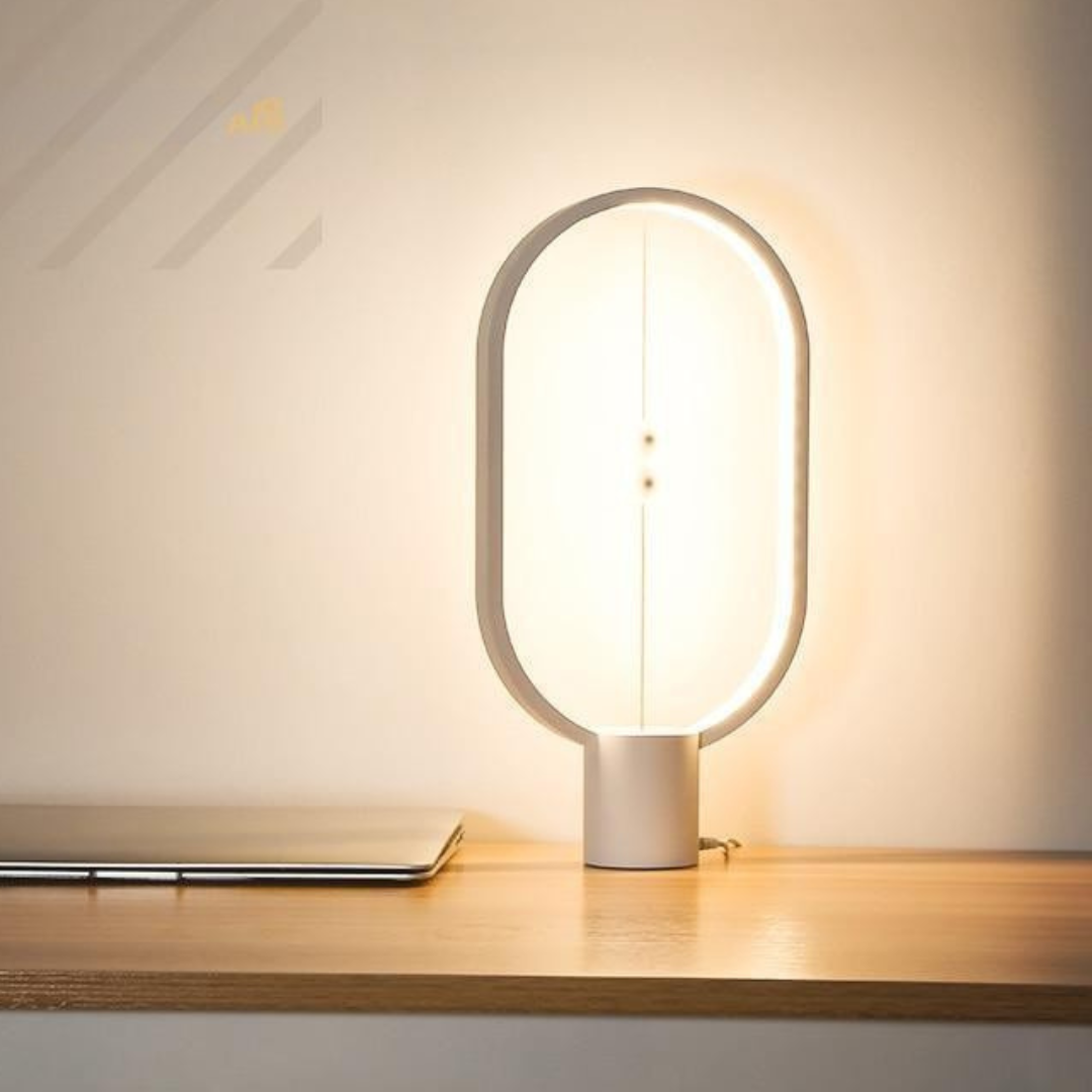 磁気スイッチライト付き木製テーブルランプ