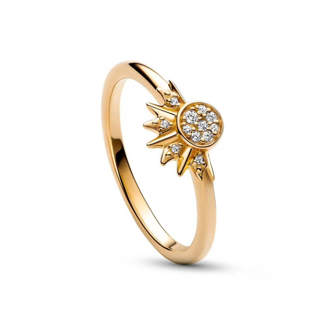 Krystal statement-ring med sol- og måne-design