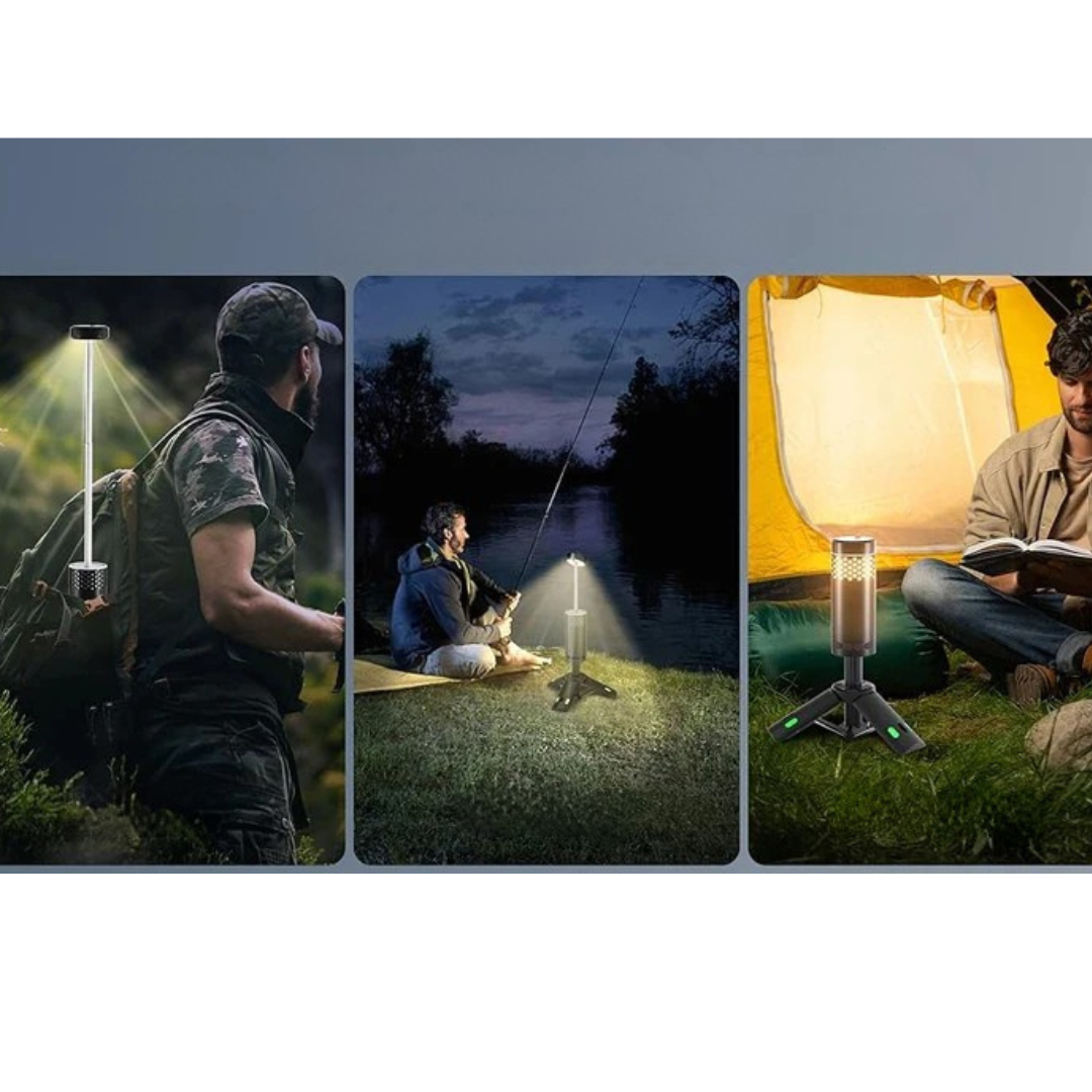 Campinglanterne med tripod genopladeligt LED-lys