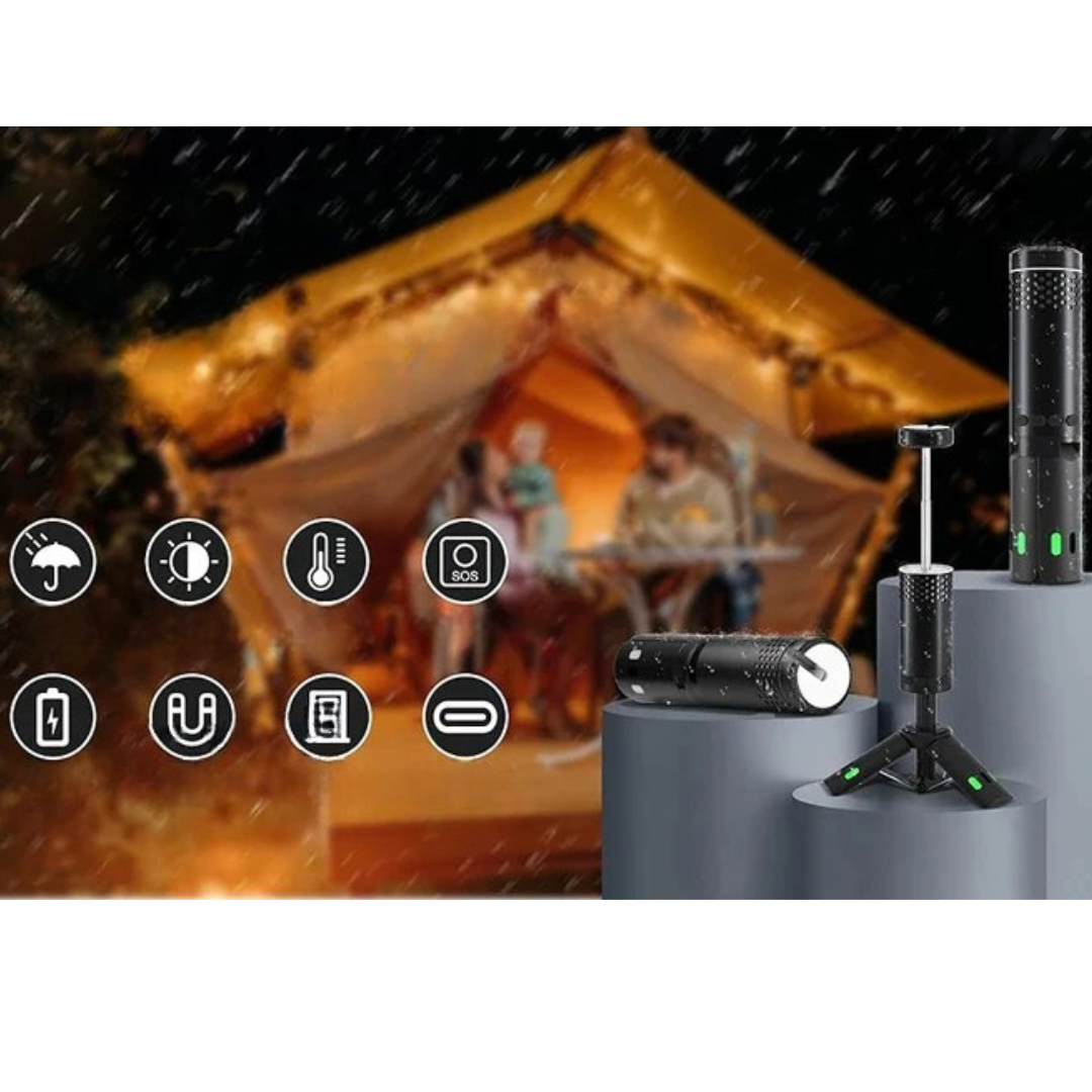 Campinglanterne med tripod genopladeligt LED-lys