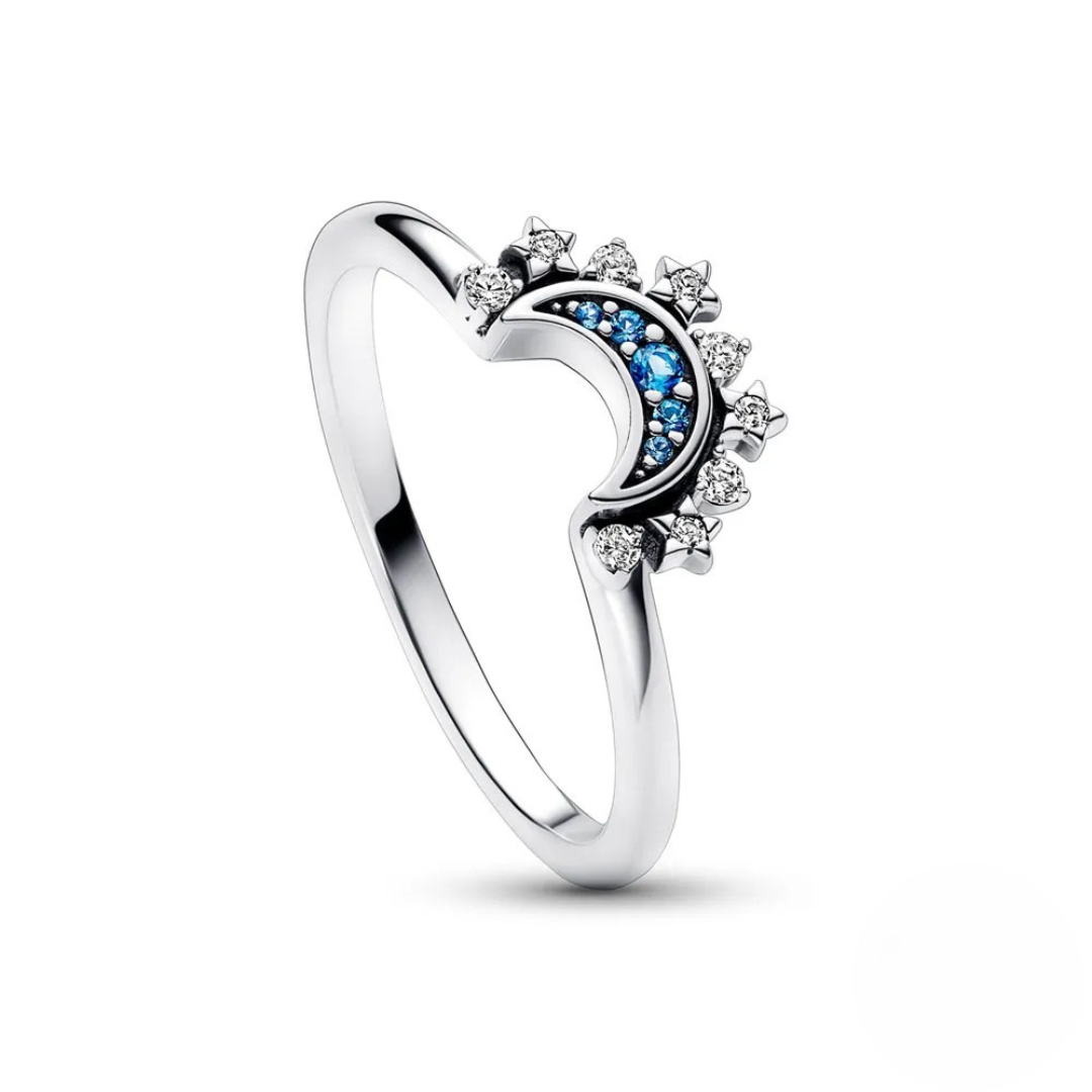 Krystal statement-ring med sol- og måne-design
