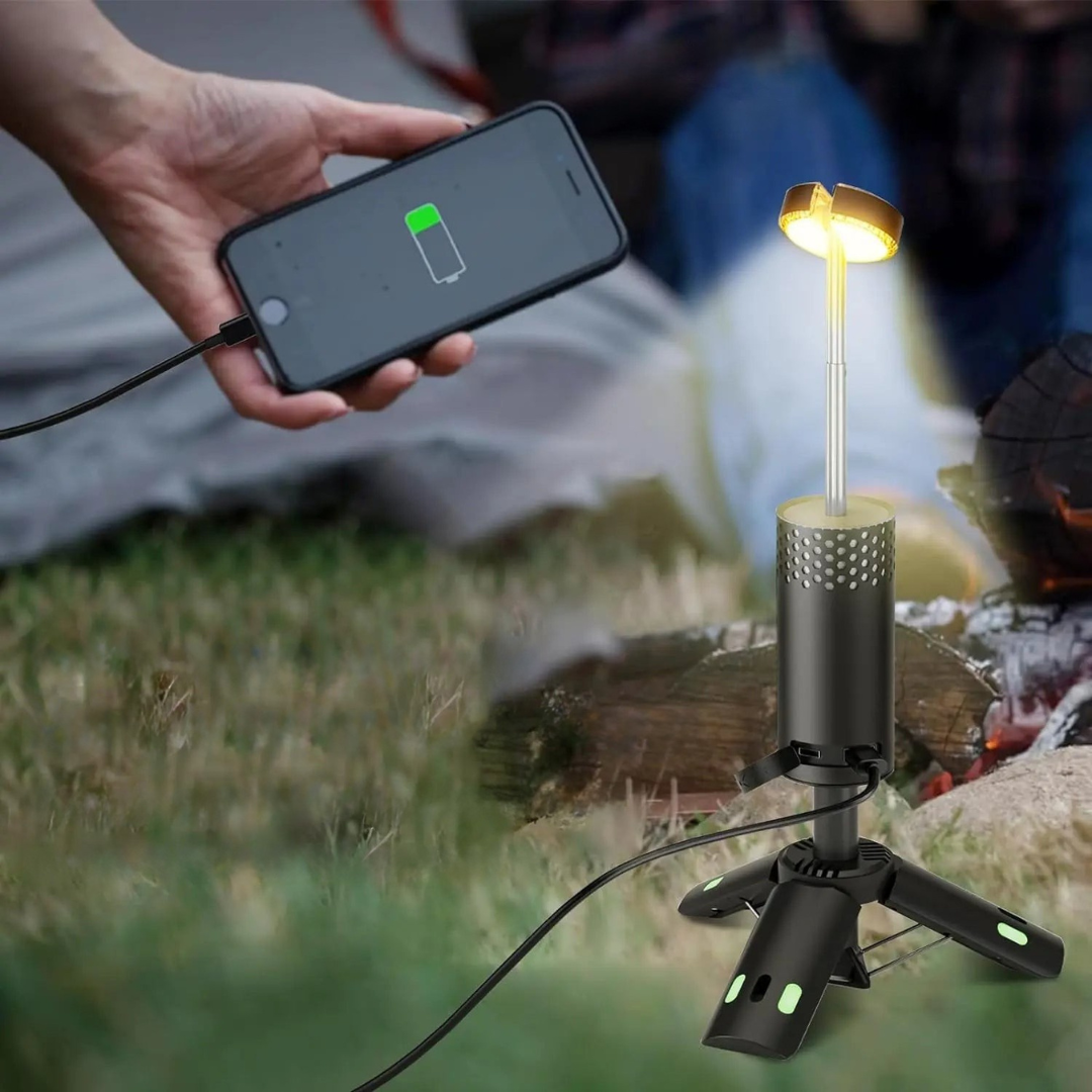 Campinglanterne med tripod genopladeligt LED-lys