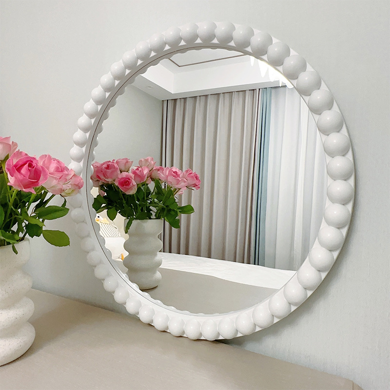 Specchio da parete con cornice ondulata rotonda moderna