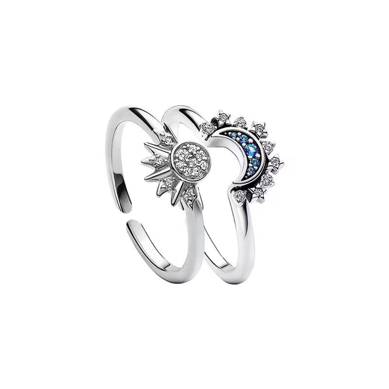 Krystal statement-ring med sol- og måne-design