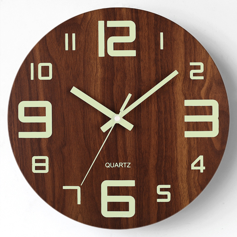 GlowNature - Wooden Wall Clock with Nightlight