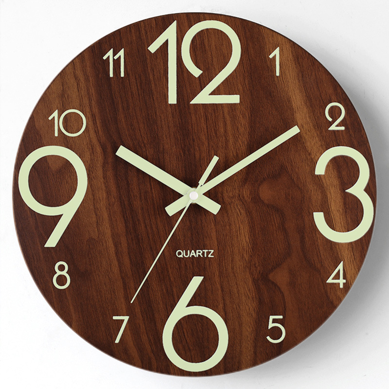 GlowNature - Wooden Wall Clock with Nightlight