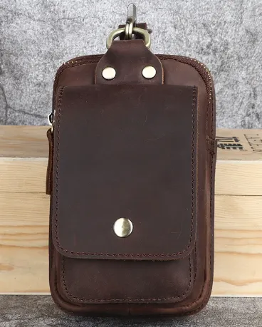 Kožená ledvinka s bezpečnými kapsami na zip