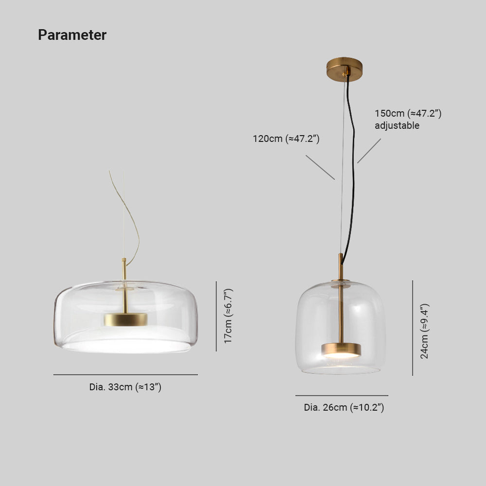 AmberGlow - Retro LED Pendant Lights with Gold Metal and Glass