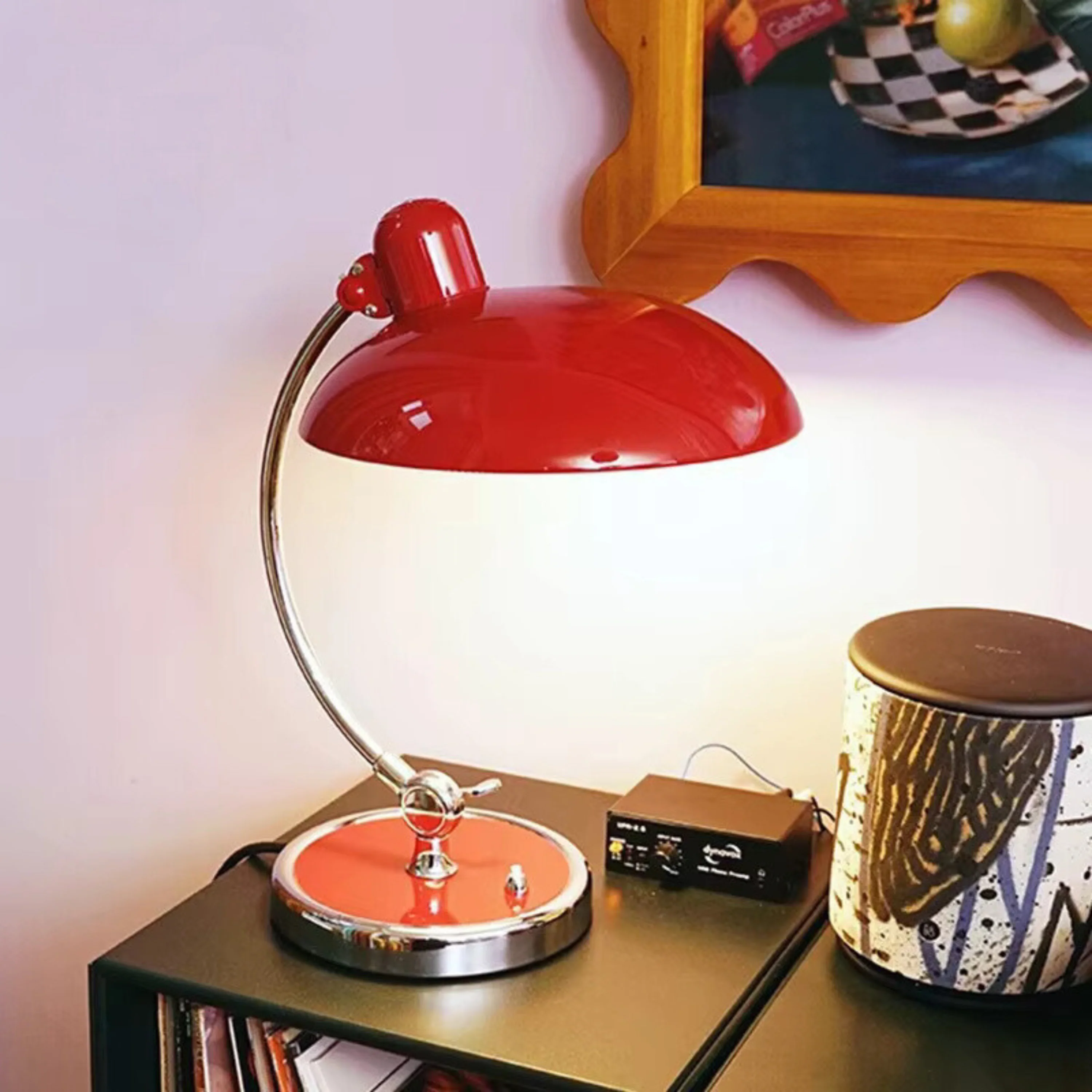Bordlampe Bauhaus-stil krom jern lys
