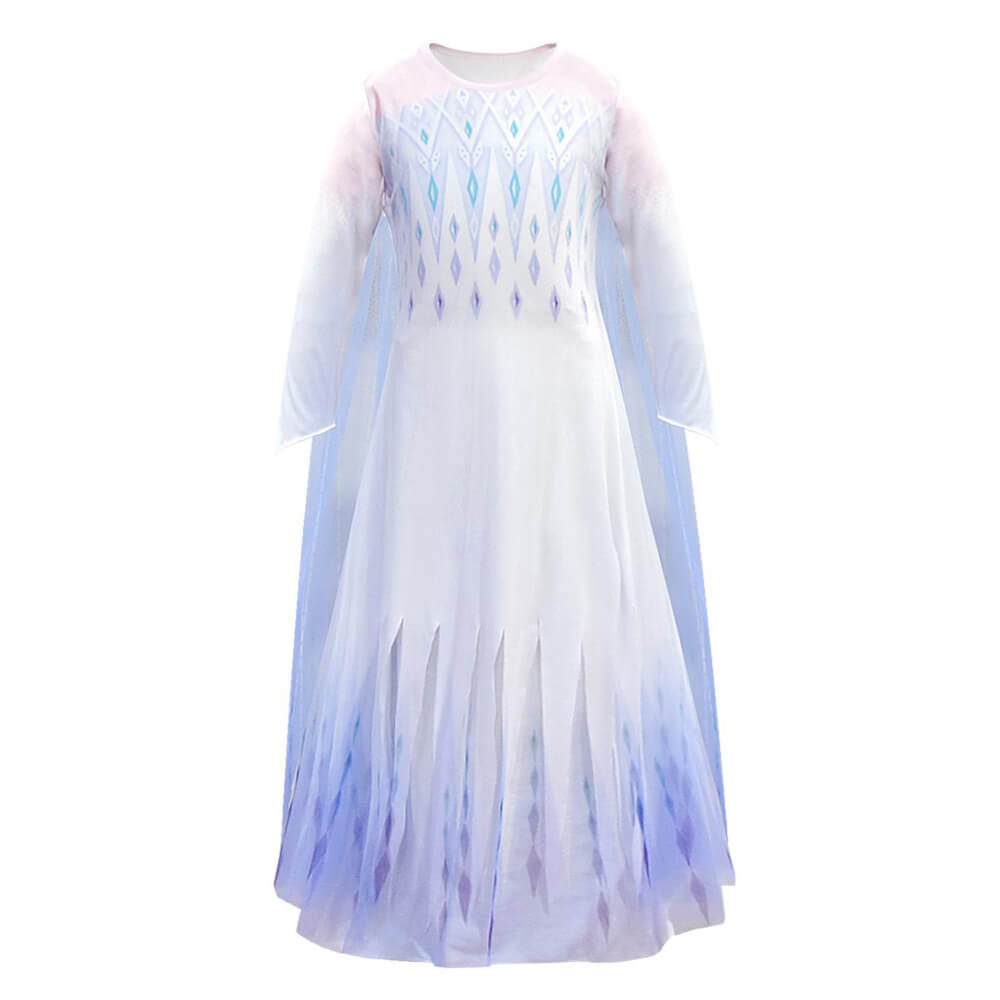 Kids Elsa Princess Costume Snow Girls Dress With Crown Scepter Wig Cosplay Accessories - Image 3