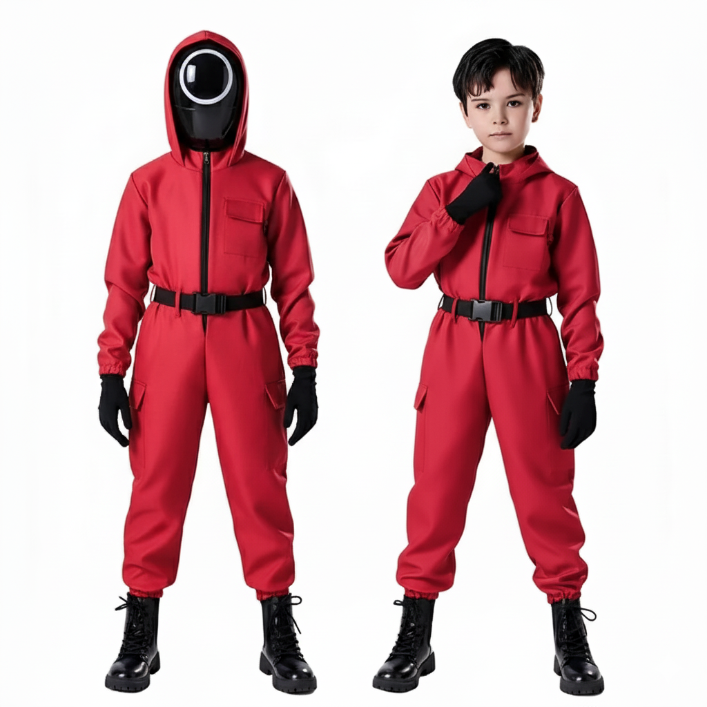 Kids Guard Halloween Costume Jumpsuit | Hooded Mask Outfit - Image 6