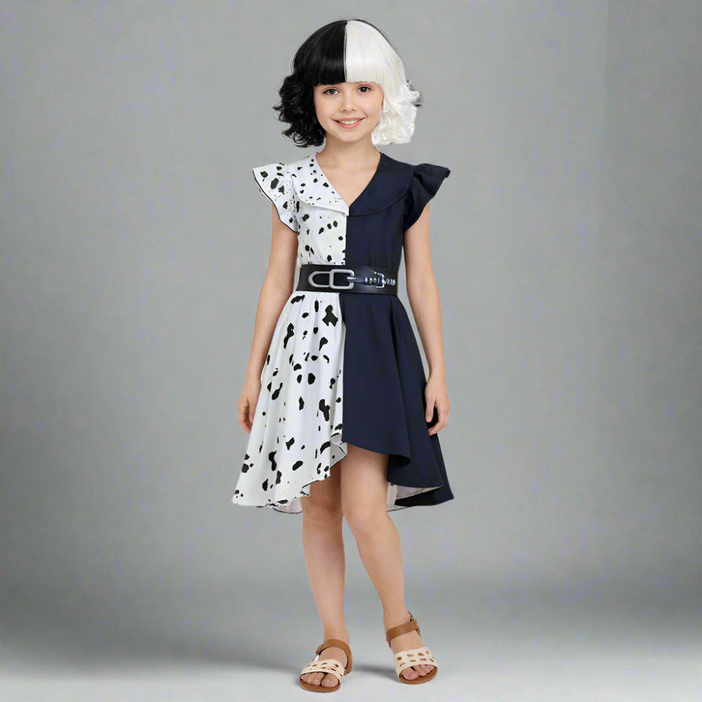Kids Iconic Black White Costume Fashion Party Carnival Dress Girls Halloween Costume - Image 1