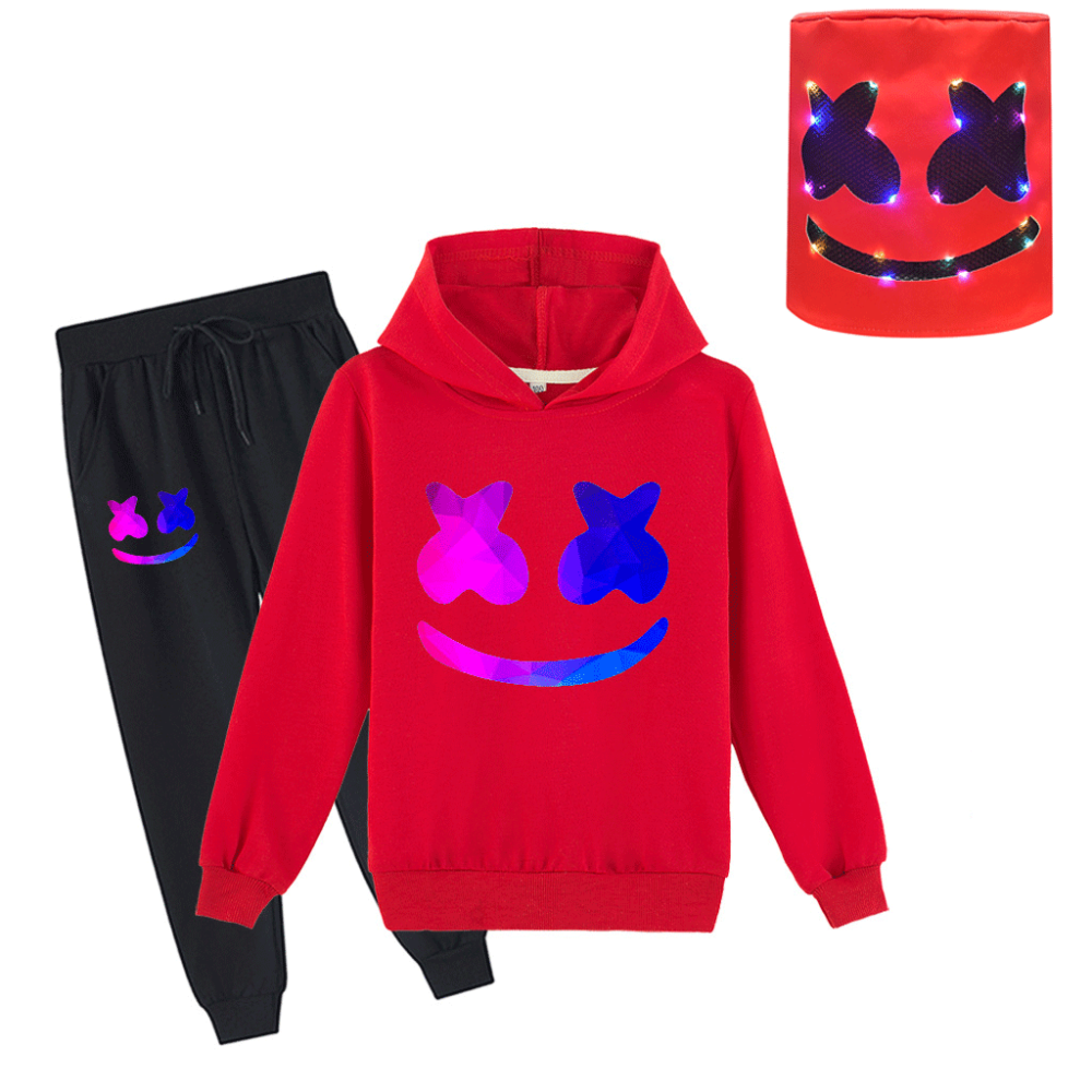 Kids Marshmallow Cosplay Costume DJ Marshmallow Hoodie Pants Optional LED Helmet Cosplay Outfit - Image 10