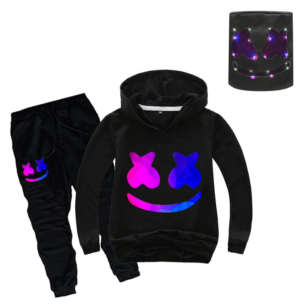 Kids Marshmallow Cosplay Costume DJ Marshmallow Hoodie Pants Optional LED Helmet Cosplay Outfit - Image 8