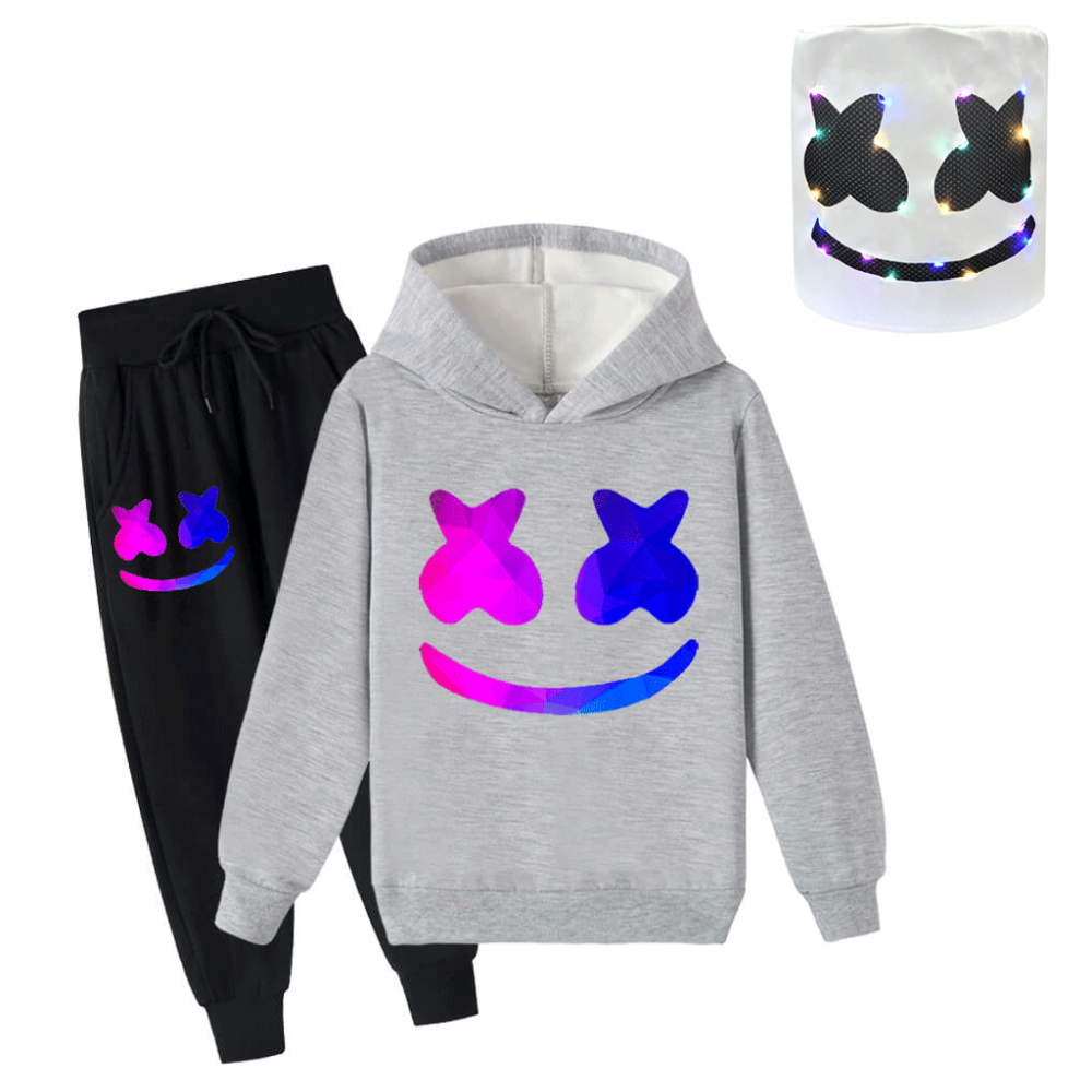 Kids Marshmallow Cosplay Costume DJ Marshmallow Hoodie Pants Optional LED Helmet Cosplay Outfit - Image 9