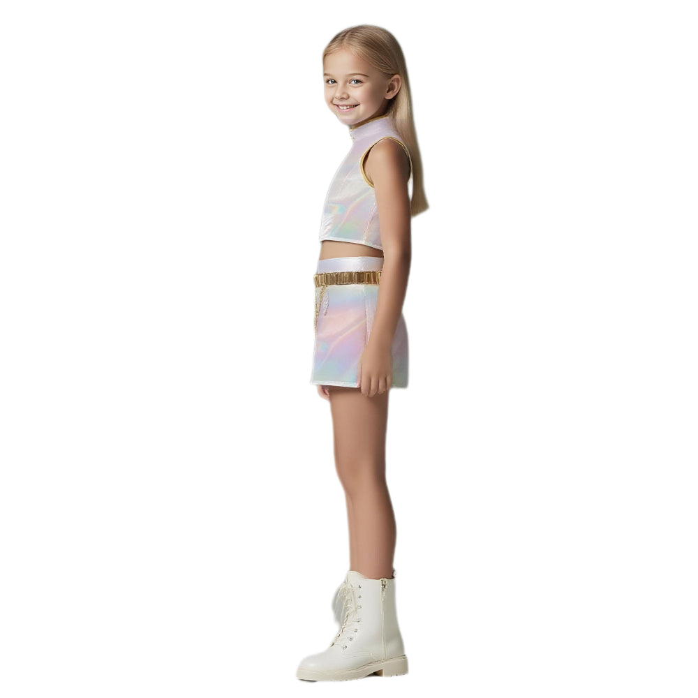 Kids Pop Idol Costume “What It Sounds Like” White Stage Cosplay Outfits Halloween Costume - Image 5
