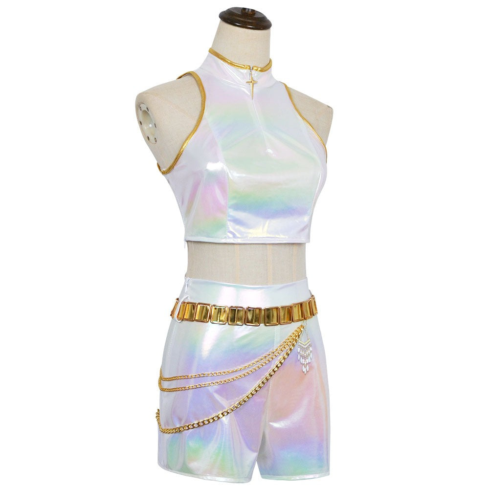 Kids Pop Idol Costume “What It Sounds Like” White Stage Cosplay Outfits Halloween Costume - Image 8